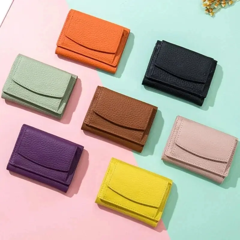 Genuine Leather RFID ID Credit Bank Business Card Holder Cowhide Coin Purse Bags Luxury Clutch Slim Pocket Wallets for Women