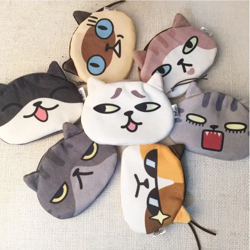 Cute Cartoon Cat Coin Purse Kawaii Anime Credit Card Holder Lovely Card Organizer & Wallet Storage Bag Zipper Pouch Kids Gifts