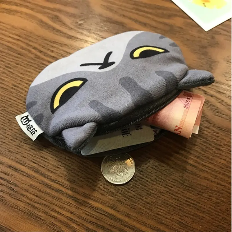 Cute Cartoon Cat Coin Purse Kawaii Anime Credit Card Holder Lovely Card Organizer & Wallet Storage Bag Zipper Pouch Kids Gifts