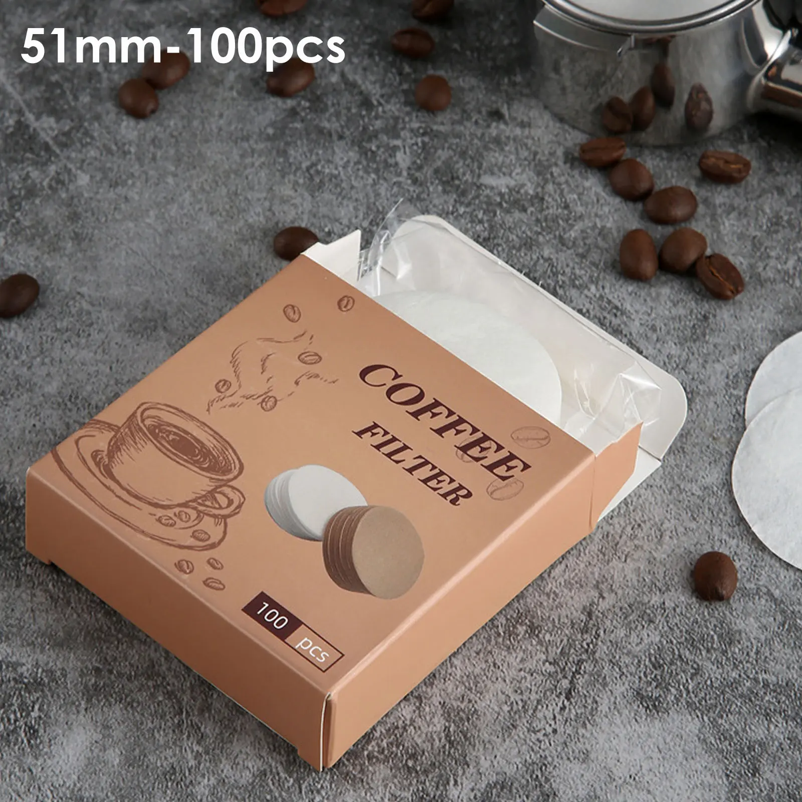 200pcs 51mm/54mm/58mm Coffee Filter Paper Home Handle Special Powder Bowl Filter Secondary Water Filter Paper Coffee Accessories
