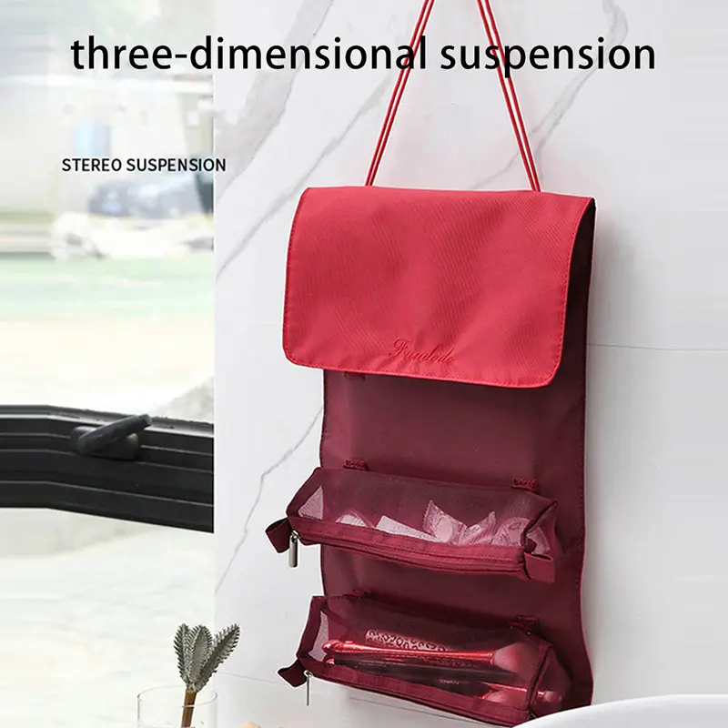 4 In 1 Detachable Makeup Bag Women Zipper Mesh Large Capacity Cosmetics Pouch Foldable Portable Travel Wash Storage Bag