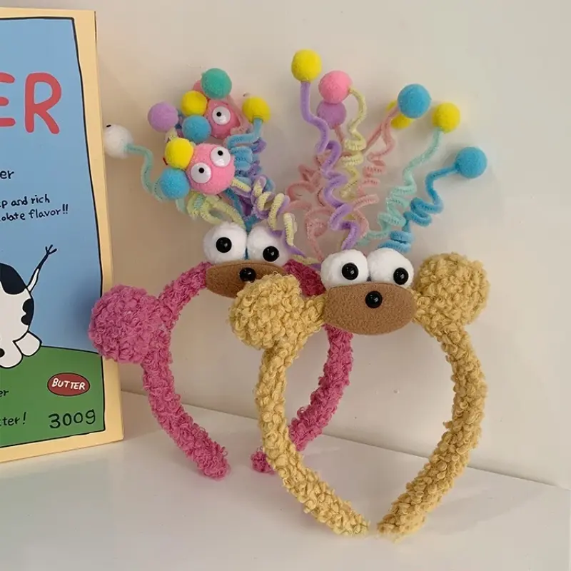 Funny Headband Ornament Hoops Band DIY Hair Accessories Cute Little Monster Wool Roll Headwear Happy Swing Cute Xmas Headband