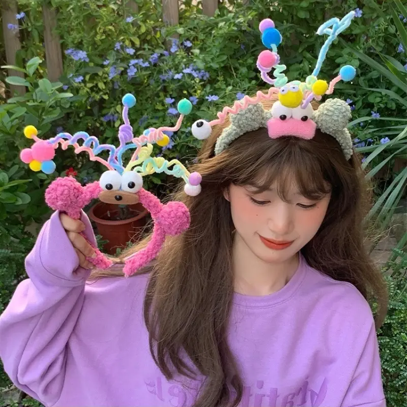Funny Headband Ornament Hoops Band DIY Hair Accessories Cute Little Monster Wool Roll Headwear Happy Swing Cute Xmas Headband