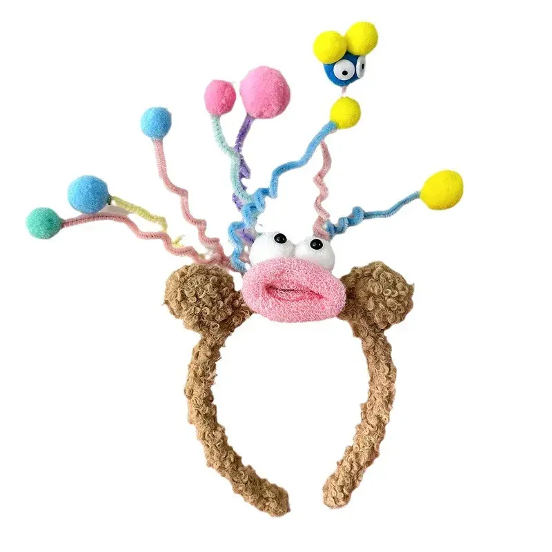 Funny Headband Ornament Hoops Band DIY Hair Accessories Cute Little Monster Wool Roll Headwear Happy Swing Cute Xmas Headband