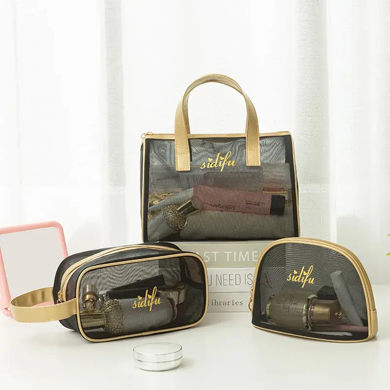 Women's Brand Tote Bag Swimming Beach Bag Portable Travel Wash Makeup Bag The Carry-on Bag Large-capacity Bath Bag Mesh