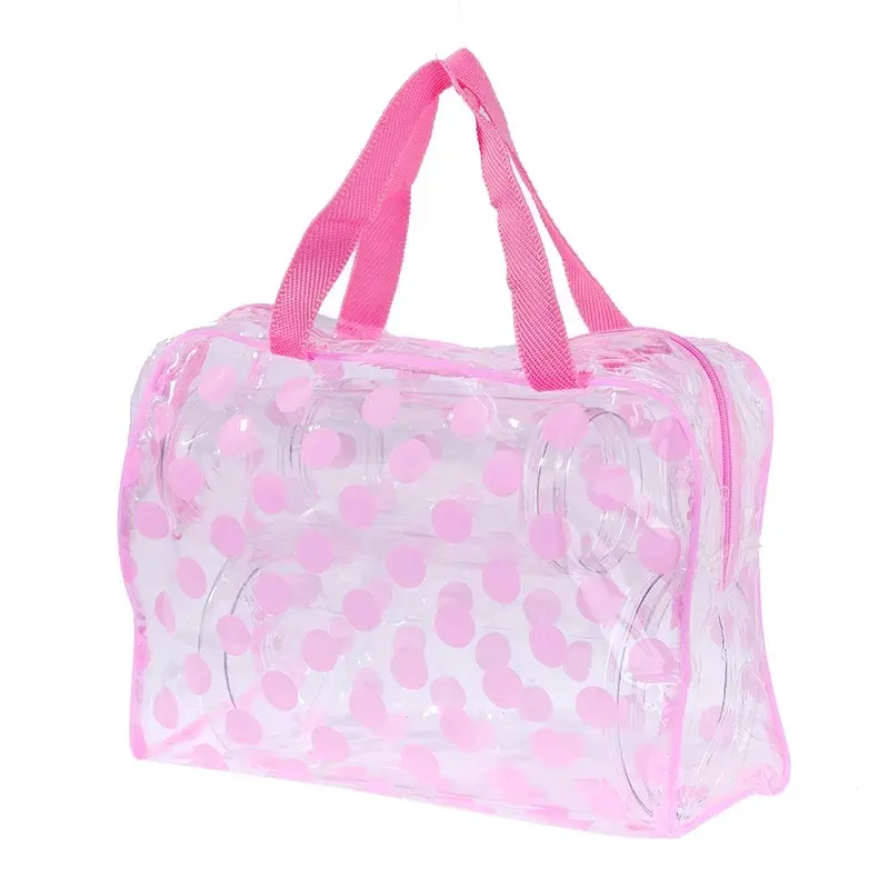 Women Storage Bag Toiletries Organize Waterproof PVC Cosmetic Bag Portable Transparent Dot MakeUp Bag Female Wash Bag