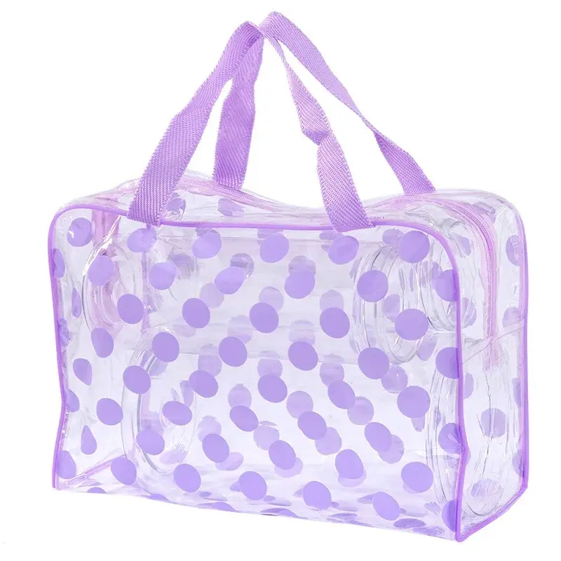 Women Storage Bag Toiletries Organize Waterproof PVC Cosmetic Bag Portable Transparent Dot MakeUp Bag Female Wash Bag