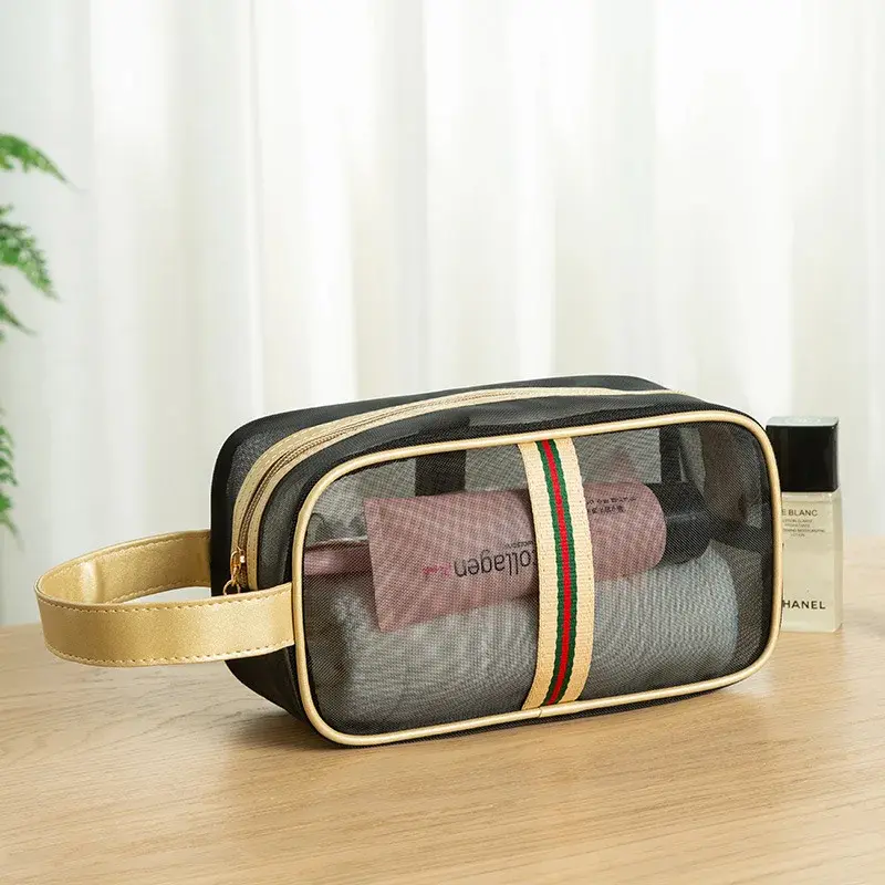 Women's Brand Tote Bag Swimming Beach Bag Portable Travel Wash Makeup Bag The Carry-on Bag Large-capacity Bath Bag Mesh