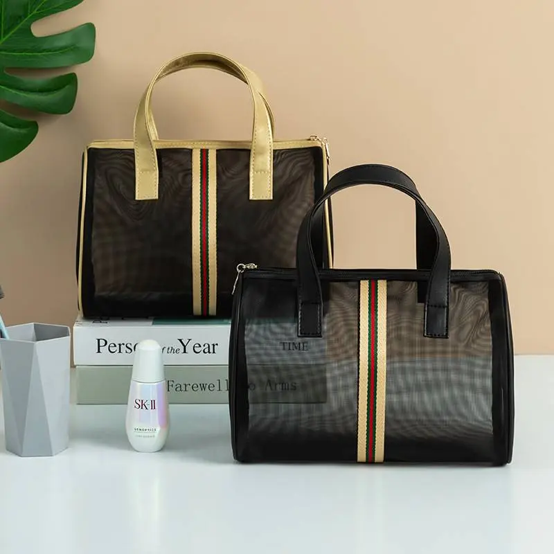 Women's Brand Tote Bag Swimming Beach Bag Portable Travel Wash Makeup Bag The Carry-on Bag Large-capacity Bath Bag Mesh