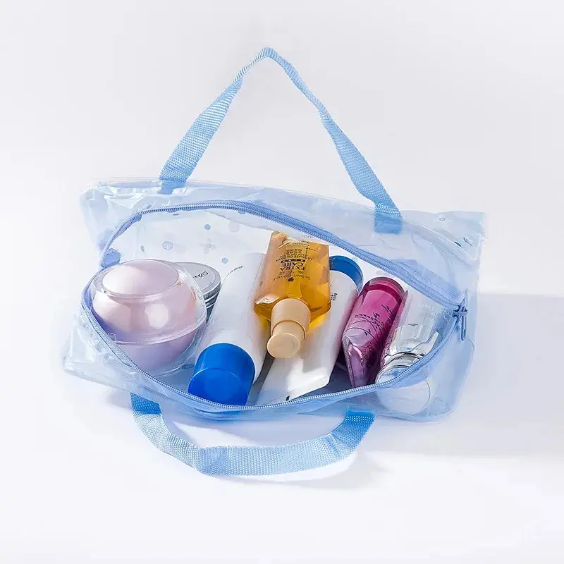 Women Storage Bag Toiletries Organize Waterproof PVC Cosmetic Bag Portable Transparent Dot MakeUp Bag Female Wash Bag