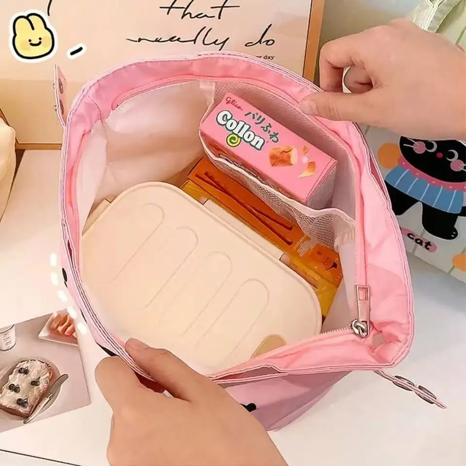 Cute Cat Thermal Lunch Bag Travel Large Capacity Thickened Insulation Handbag Durable Office Worker Student Food Storage Pouch