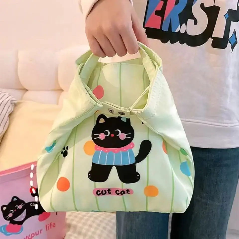 Cute Cat Thermal Lunch Bag Travel Large Capacity Thickened Insulation Handbag Durable Office Worker Student Food Storage Pouch