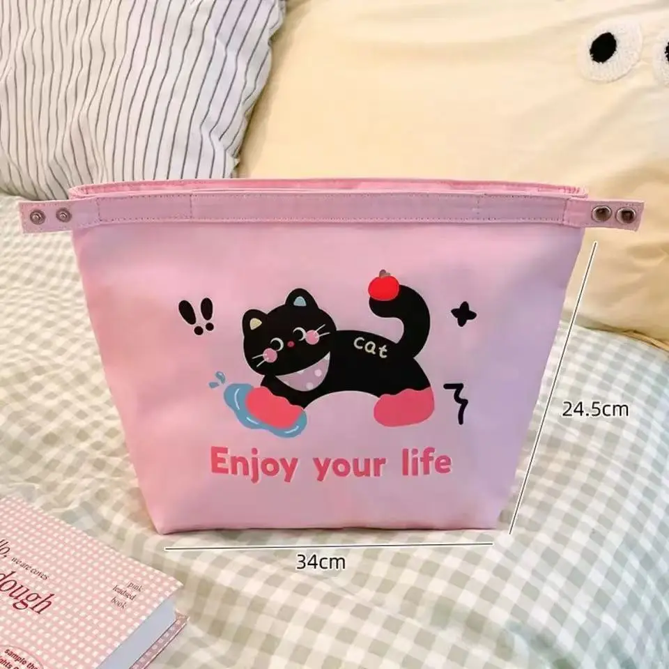Cute Cat Thermal Lunch Bag Travel Large Capacity Thickened Insulation Handbag Durable Office Worker Student Food Storage Pouch