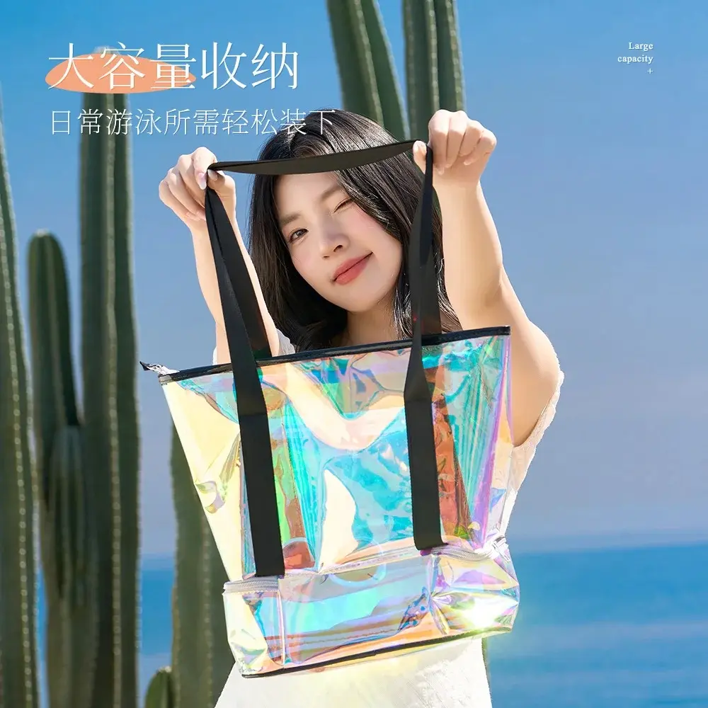 Colorful Transparent PVC Women's Handbag  Colorful Crossbody Beach Bag Waterproof Swimming Bag Waterproof Mobile Phone Bag