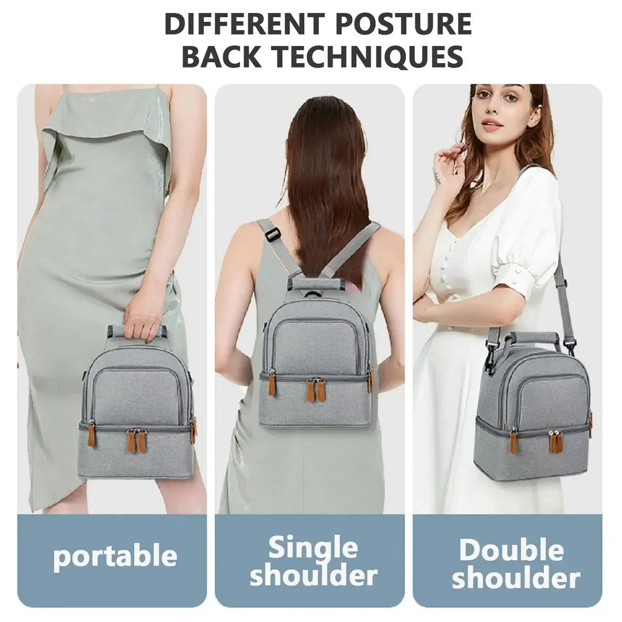 Large Capacity Portable Lunch Bag Hot Picnic School Food Lunch Bag Insulation Material, Fresh Cooler, Handbag with Lunch Bag