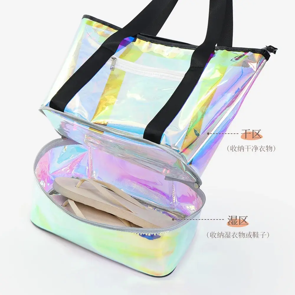 Colorful Transparent PVC Women's Handbag  Colorful Crossbody Beach Bag Waterproof Swimming Bag Waterproof Mobile Phone Bag