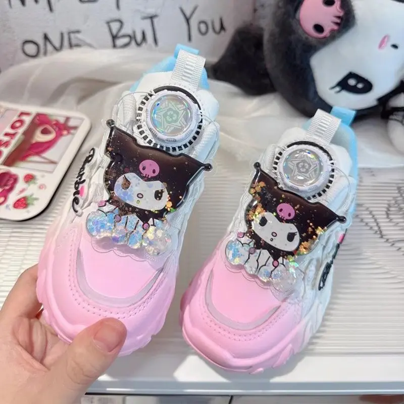 Sanrios Kids Sneakers Kawaii Kuromi Running Shoes Girls Autumn Winter Cartoon Anime Sweet Cute Casual Board Shoes Gift for Kids
