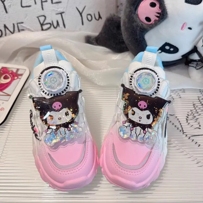 Sanrios Kids Sneakers Kawaii Kuromi Running Shoes Girls Autumn Winter Cartoon Anime Sweet Cute Casual Board Shoes Gift for Kids