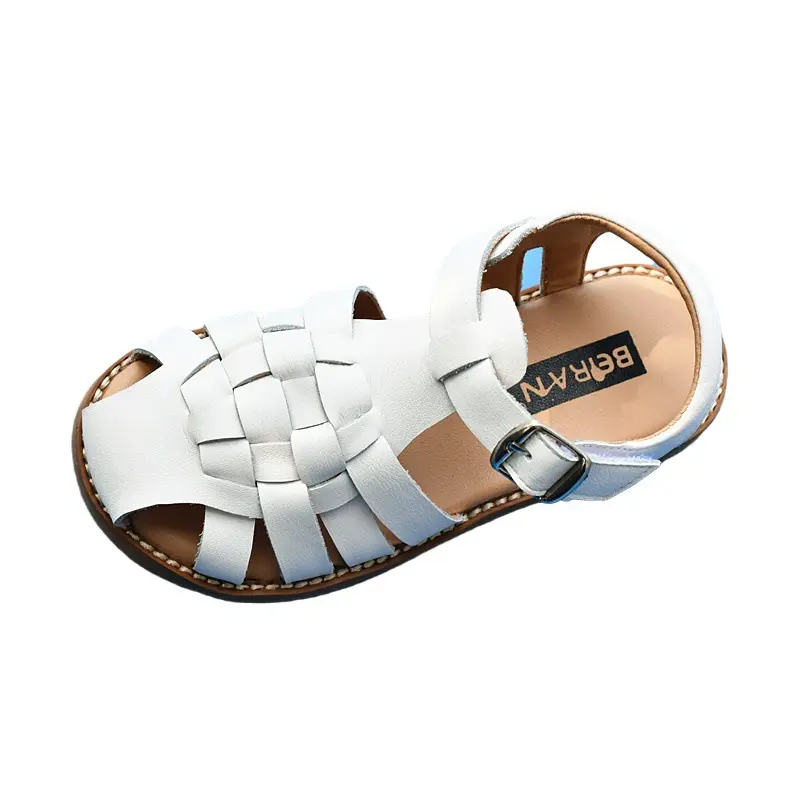 Summer Boys Sandals Quick Dry Cowhide Breathable Close Toe Girls Beach Sandals Genuine Leather Children's Casual Shoes 6T