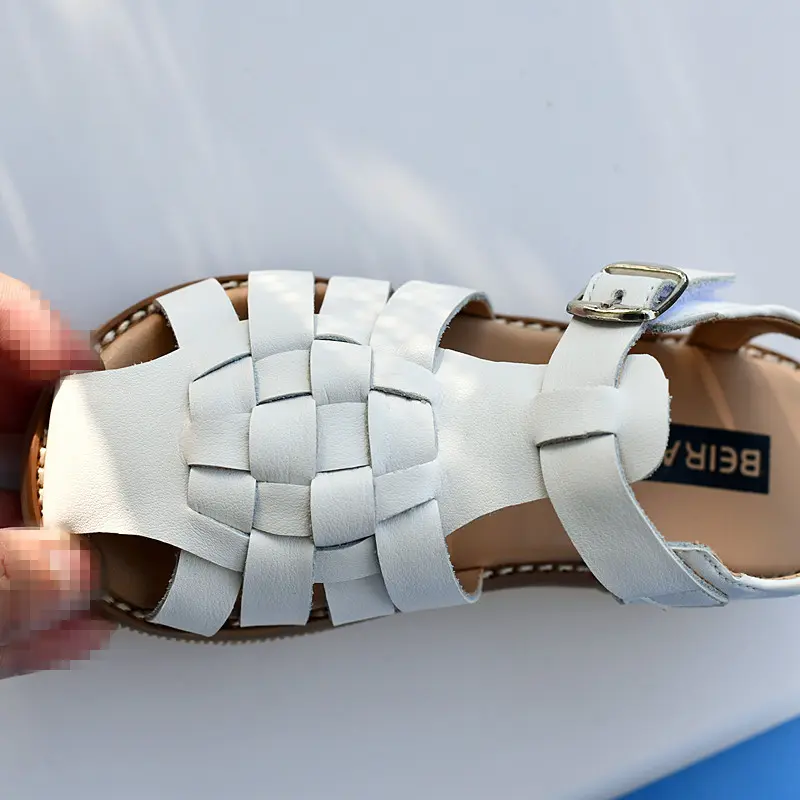 Summer Boys Sandals Quick Dry Cowhide Breathable Close Toe Girls Beach Sandals Genuine Leather Children's Casual Shoes 6T