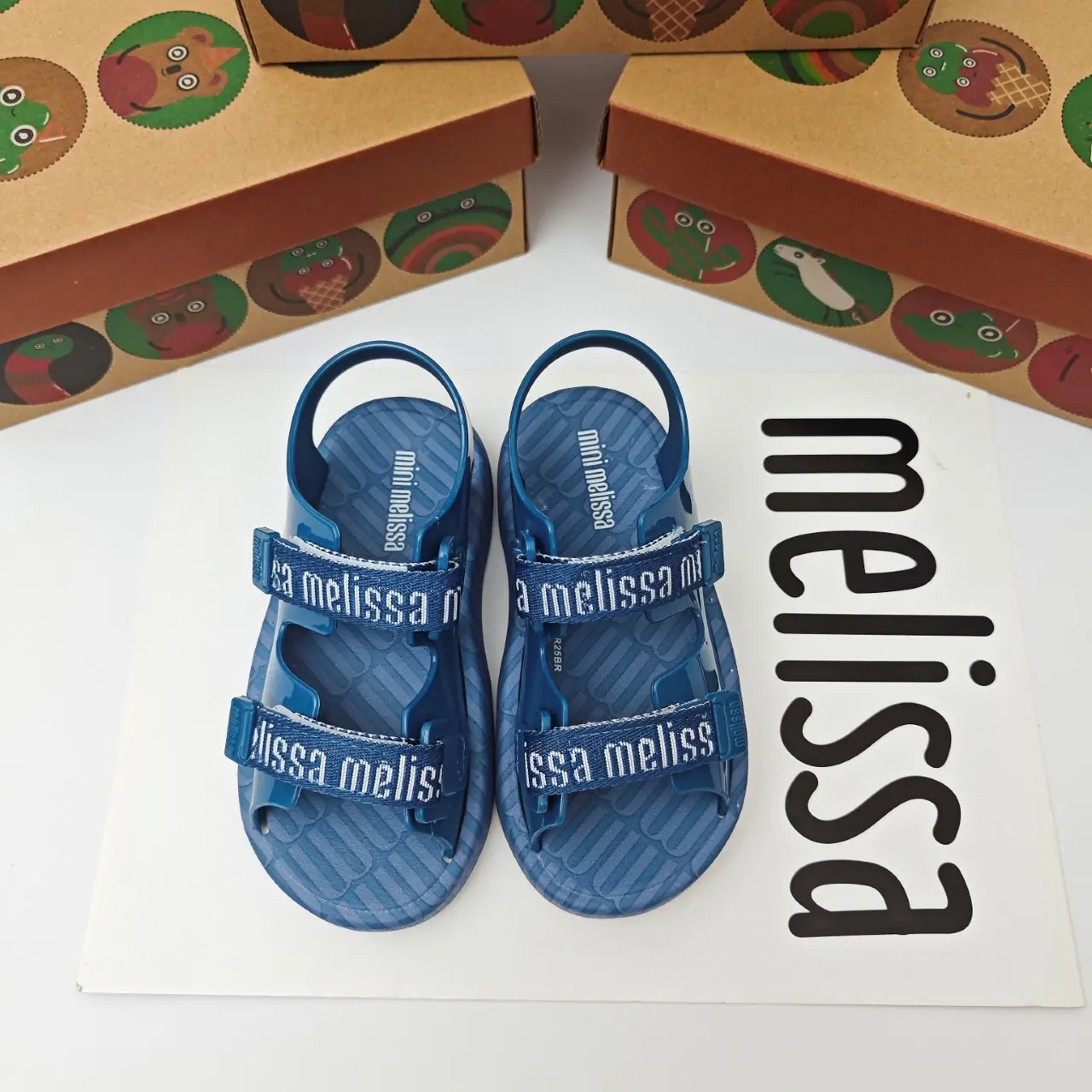 Mini Melissa 2024 Children's Sandals Boys Girls' Jelly Shoes Colorful Hollow Lightweight Canvas Button Beach Shoes