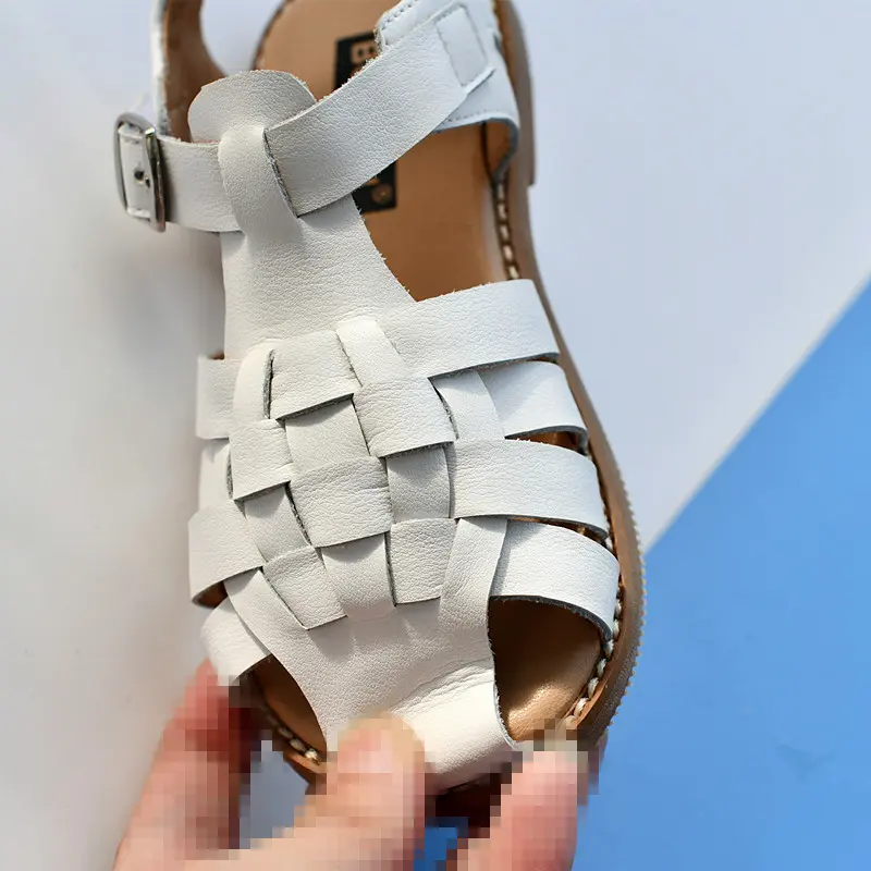 Summer Boys Sandals Quick Dry Cowhide Breathable Close Toe Girls Beach Sandals Genuine Leather Children's Casual Shoes 6T