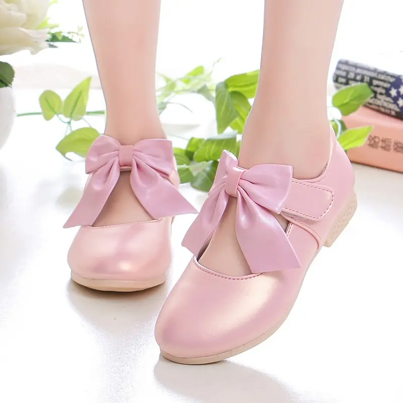 Girls Princess Shoes Shallow Bowknot Metallic Color Fashion Sweet Girl's Mary Janes Shoes Light Non-slip 26-36 Kids Ballet Flats