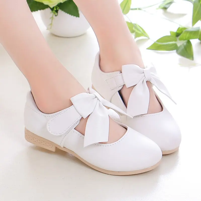 Girls Princess Shoes Shallow Bowknot Metallic Color Fashion Sweet Girl's Mary Janes Shoes Light Non-slip 26-36 Kids Ballet Flats