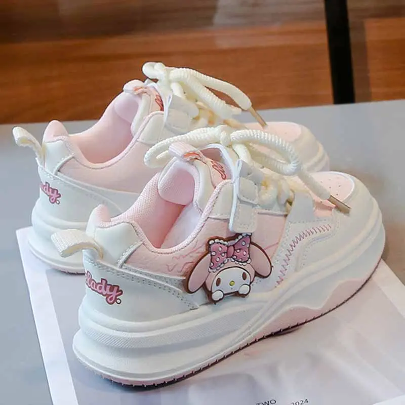 Children's Cute Melody Casual Board Shoes Girl's Cartoon Sneakers Spring and Autumn New Kawaii Kuromi Anti Slip Soft Sole Shoes