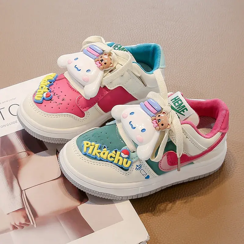 Anime Sanrios Kids Sport Running Shoes Cinnamoroll My Melody Kawaii Casual Soft Bottom Luminous Outdoor Sneakers High Helpshoe
