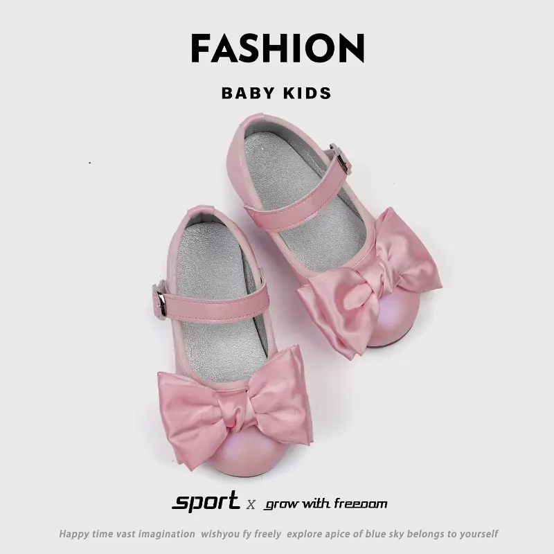 Girl's Princess Shoes Wedding Party Bowknot  Ribbon Children Mary Janes 21-30 Toddler Fashion Sweet Spring Baby Ballet Flats