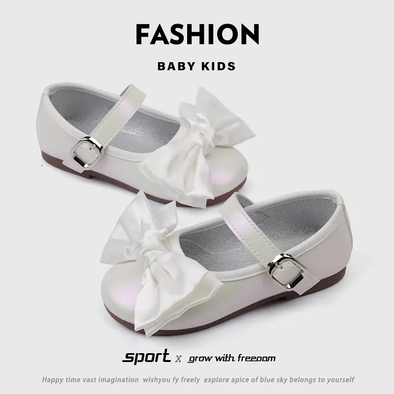 Girl's Princess Shoes Wedding Party Bowknot  Ribbon Children Mary Janes 21-30 Toddler Fashion Sweet Spring Baby Ballet Flats