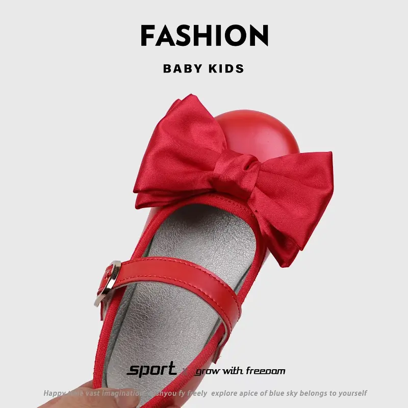 Girl's Princess Shoes Wedding Party Bowknot  Ribbon Children Mary Janes 21-30 Toddler Fashion Sweet Spring Baby Ballet Flats