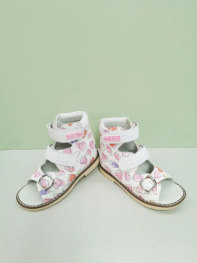 Ortoluckland Kids Sandals Toddler Girls Summer Orthopedic Flatfoot Shoes Graffiti Leather Footwear For Children Size21 To 32