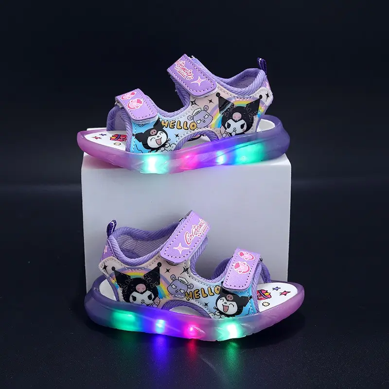 Disney Mickey Minnie LED Light Casual Sandals Girls Sneakers Princess Outdoor Shoes Children's Luminous Glow Baby Kids Sandals