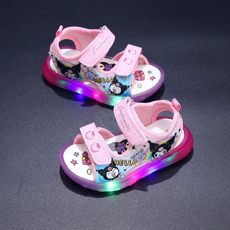 Disney Mickey Minnie LED Light Casual Sandals Girls Sneakers Princess Outdoor Shoes Children's Luminous Glow Baby Kids Sandals