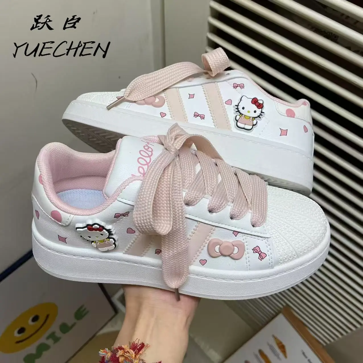 Girly Heart Kawaii Sanrio Anime Hello Kitty Ins Fashion Sneakers Cute Kt Cat Breathable Mesh Casual Shoes Gifts for Girls