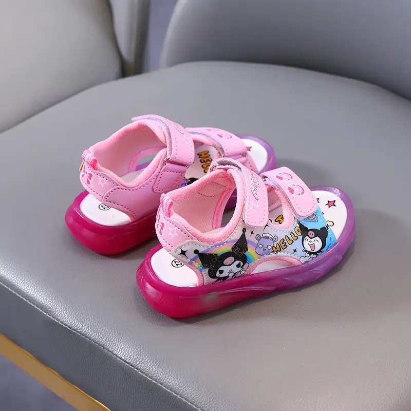Disney Mickey Minnie LED Light Casual Sandals Girls Sneakers Princess Outdoor Shoes Children's Luminous Glow Baby Kids Sandals