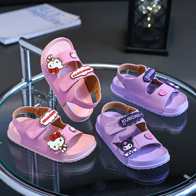Miniso Sandals Children Kuromi Sanrio HelloKitty Kids Melody Cinnamoroll  Cute Girls Slippers Non-Slip Beach Shoes Kid Gift