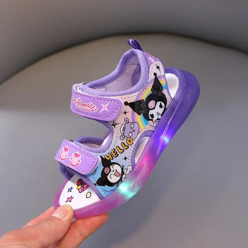 Disney Mickey Minnie LED Light Casual Sandals Girls Sneakers Princess Outdoor Shoes Children's Luminous Glow Baby Kids Sandals