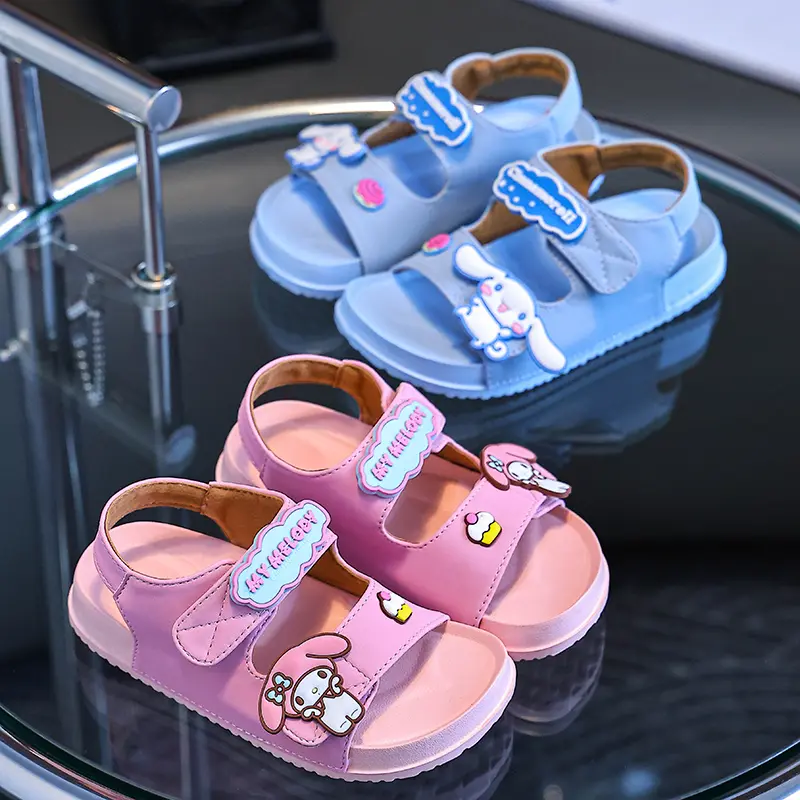 Miniso Sandals Children Kuromi Sanrio HelloKitty Kids Melody Cinnamoroll  Cute Girls Slippers Non-Slip Beach Shoes Kid Gift