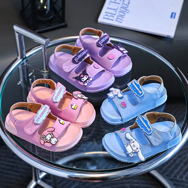 Miniso Sandals Children Kuromi Sanrio HelloKitty Kids Melody Cinnamoroll  Cute Girls Slippers Non-Slip Beach Shoes Kid Gift