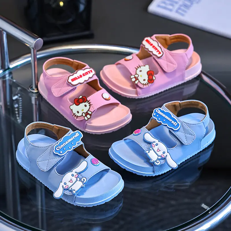 Miniso Sandals Children Kuromi Sanrio HelloKitty Kids Melody Cinnamoroll  Cute Girls Slippers Non-Slip Beach Shoes Kid Gift