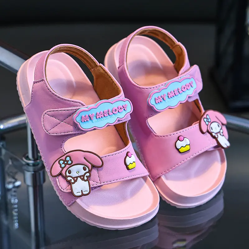 Miniso Sandals Children Kuromi Sanrio HelloKitty Kids Melody Cinnamoroll  Cute Girls Slippers Non-Slip Beach Shoes Kid Gift