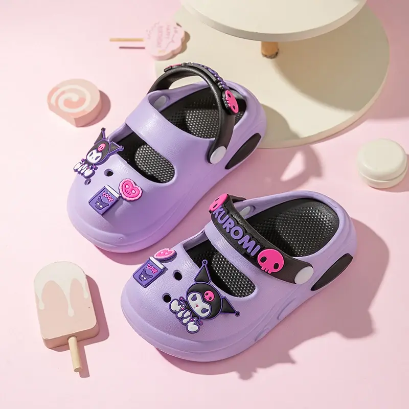 Miniso Sanrio Hellokitty Kuromi Pochacco Melody Summer Girls Cartoon Children Slippers Non-slip Soft-soled  Sandals Girl Gift