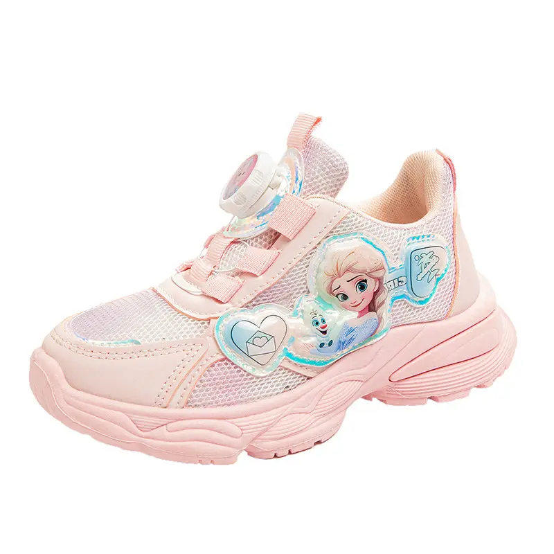 Disney Girls' Mesh Sports Shoes Sneakers Breathable Frozen Casual Princess Elsa Soft Children's Running Pink Shoes Size 26-37