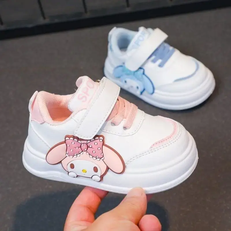 Girl White Shoes Sanrio Spring Autumn Fashion Cartoon Sneakers My Melody Anti Slip Soft Bottom Kawaii Cute Child Sports Shoes