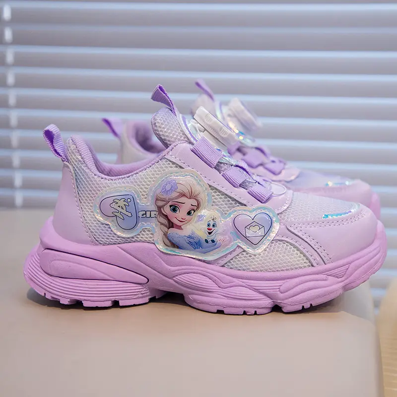 Disney Girls' Mesh Sports Shoes Sneakers Breathable Frozen Casual Princess Elsa Soft Children's Running Pink Shoes Size 26-37