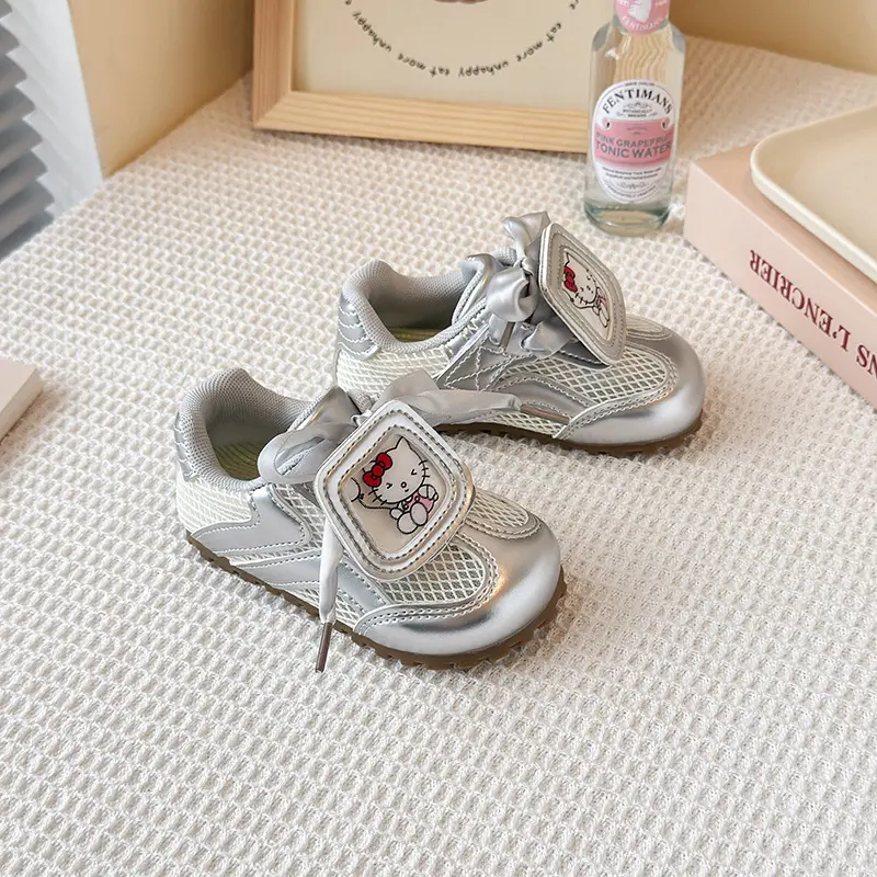 Sanrio Shoe Hello Kitty Children's Moral Training Shoes Girl Breathable Mesh Surface Sneakers Soft Sole Casual Board Shoes Gift