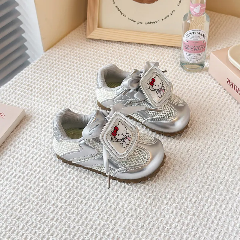 Sanrio Shoe Hello Kitty Children's Moral Training Shoes Girl Breathable Mesh Surface Sneakers Soft Sole Casual Board Shoes Gift